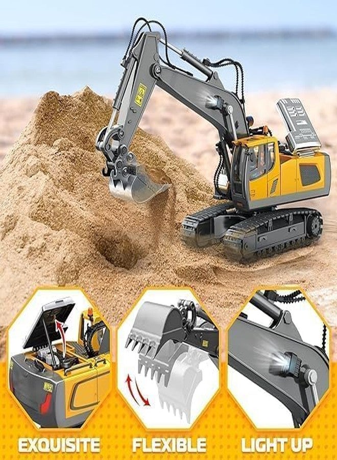 Ramokdu 2.4GHz Remote Control Excavator Toy with Metal Shovel RC Construction Truck Engineering Vehicles with Light Music 1/20 Scale Construction Vehicle with Metal Shovel Toy for Kids & Adults - Image 4